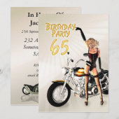 65th Birthday party Invitation Kaart (Voorkant / Achterkant)