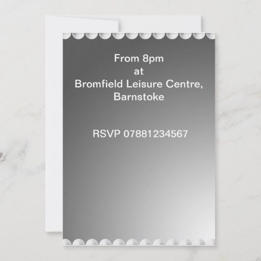 65th Birthday Party Invitation - Silver Kaart (Achterkant)