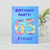 65th Birthday Party Invitation Voeg een naam toe Kaart (Staand voorkant)