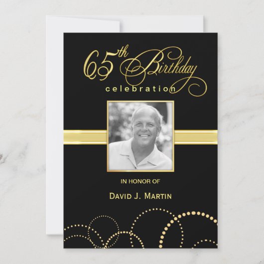 65th Birthday Party Invitations - Foto optioneel Kaart (Voorkant)