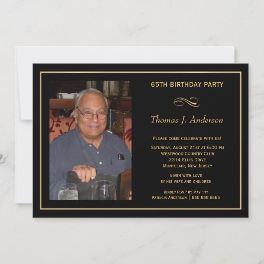 65th Birthday Party Invitations - voeg uw foto toe Kaart (Voorkant)