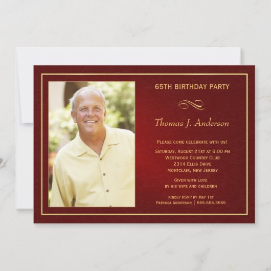 65th Birthday Party Invitations - voeg uw foto toe Kaart (Voorkant)