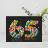 65th Birthday party, met bubbels en ballen Kaart (Staand voorkant)