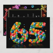 65th Birthday party, met bubbels en ballen Kaart (Voorkant / Achterkant)