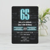 65th Birthday Party Neon Sign on Brick Kaart (Staand voorkant)