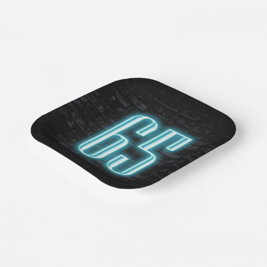 65th Birthday Party Neon Sign on Brick Papieren Bordje (Gebogen)