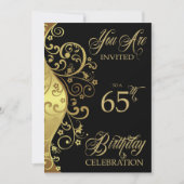 65th Birthday Party Personalized Invitation Kaart (Voorkant)