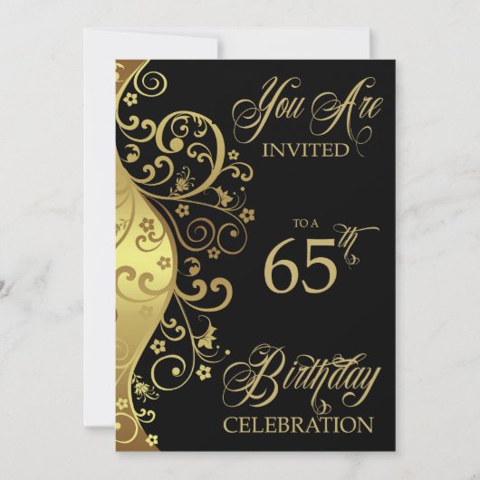 65th Birthday Party Personalized Invitation Kaart (Voorkant)