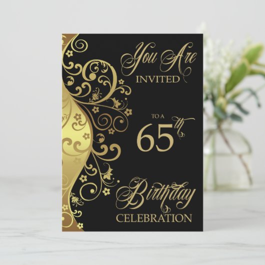 65th Birthday Party Personalized Invitation Kaart (Staand voorkant)