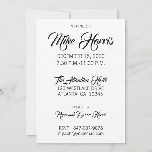 65th Birthday Party Personalized Invitation Kaart (Achterkant)