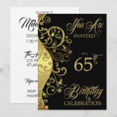 65th Birthday Party Personalized Invitation Kaart (Voorkant / Achterkant)