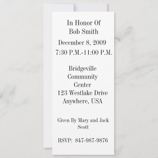 65th Birthday Party Personalized Invitation Kaart (Achterkant)