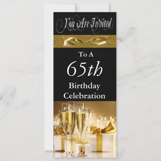 65th Birthday Party Personalized Invitation Kaart (Voorkant)