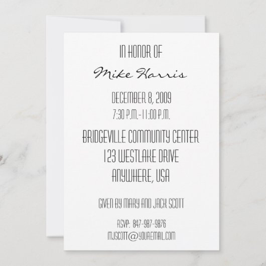 65th Birthday Party Personalized Invitation Kaart (Achterkant)