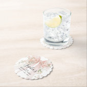 65th Birthday Party Pink Bow with Roses Kartonnen Onderzetters (Insitu)