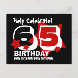 65th Birthday Party RED Stars Sjabloon V2 Kaart