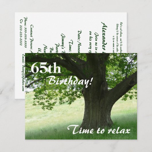 65th Birthday Party-Relax/with Quote Kaart (Voorkant / Achterkant)