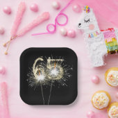 65th Birthday Party Sparklers on Black Papieren Bordje (Feest)