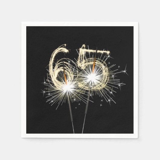 65th Birthday Party Sparklers on Black Servet (Voorkant)