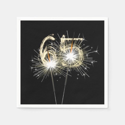 65th Birthday Party Sparklers on Black Servet (Voorkant)
