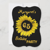 65th Birthday Party Yellow Sunflower V08 Kaart (Voorkant)