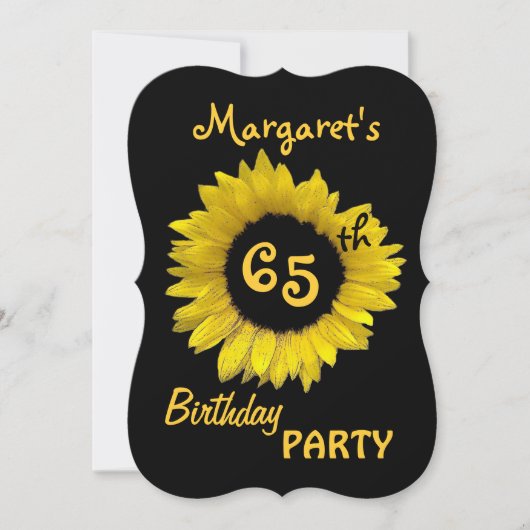 65th Birthday Party Yellow Sunflower V08 Kaart (Voorkant)