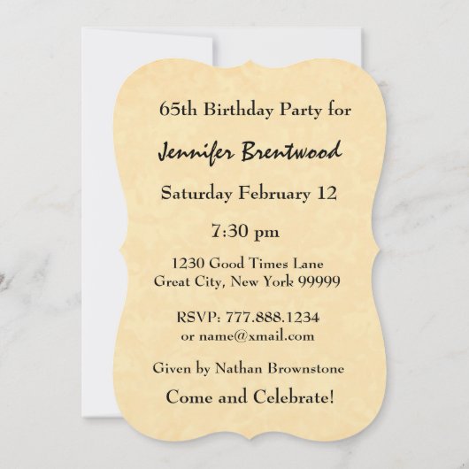 65th Birthday Party Yellow Sunflower V08 Kaart (Achterkant)