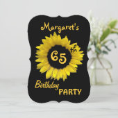 65th Birthday Party Yellow Sunflower V08 Kaart (Staand voorkant)