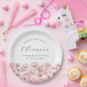 65th Birthday Pink Carnation January Birth Flower Papieren Bordje (Feest)