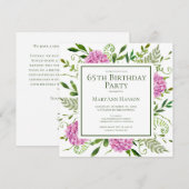 65th Birthday Pink Hydrangeas Card Request  Kaart (Voorkant / Achterkant)