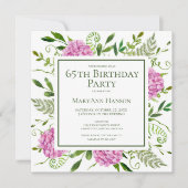65th Birthday Pink Hydrangeas Card Request  Kaart (Voorkant)