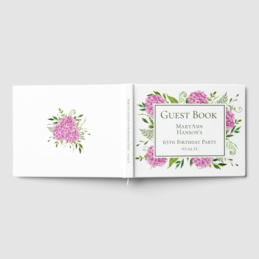 65th Birthday Pink Hydrangeas Gastenboek (Volledig)