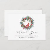 65th Birthday Red Cardinal Wreath Custom Flat Bedankkaart (Voorkant / Achterkant)