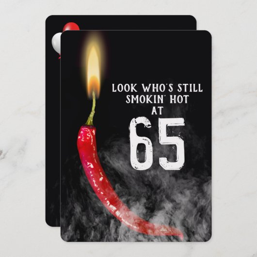 65th Birthday Red Hot Pepper Candle Kaart (Voorkant / Achterkant)