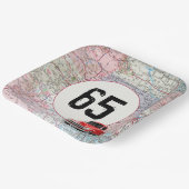 65th Birthday Red Retro Truck on Road Map Papieren Bordje (Gebogen)