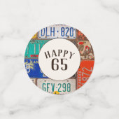 65th Birthday Retro Licence Borden Confetti (Kleine voorkant)