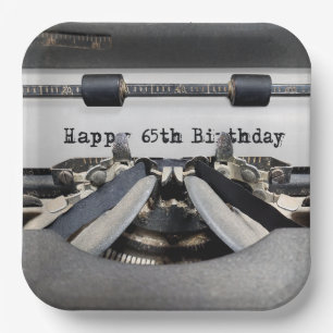 65th Birthday Retro Typewriter Papieren Bordje