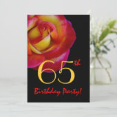 65th Birthday Sjabloon - Red and Yellow Rose Kaart (Staand voorkant)