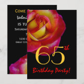 65th Birthday Sjabloon - Red and Yellow Rose Kaart (Voorkant / Achterkant)