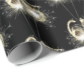 65th Birthday Sparklers on Black Cadeaupapier (Rol Hoek)