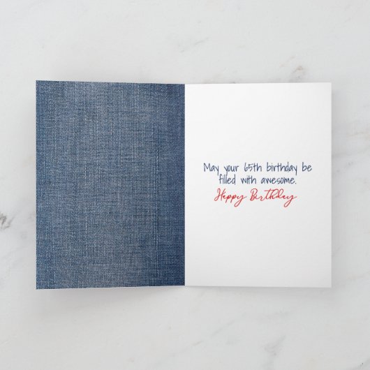 65th Birthday Stick Figuur Girl met rode ballon Kaart (Binnen)