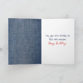 65th Birthday Stick Figuur Girl met rode ballon Kaart (Binnen)