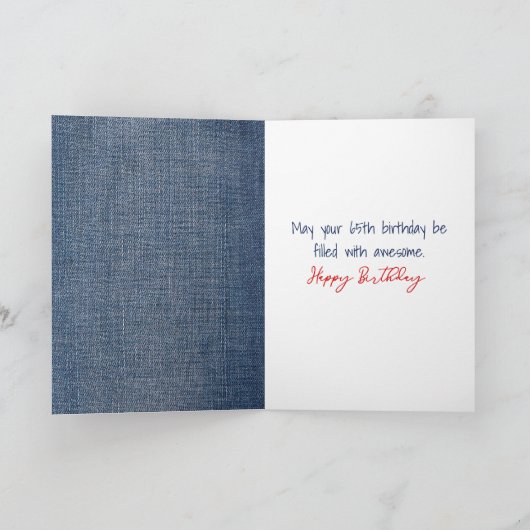 65th Birthday Stick Figuur Girl met rode ballon Kaart (Binnen)