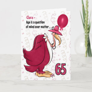 65th Funny Birthday Pink Buzzard met Name Kaart