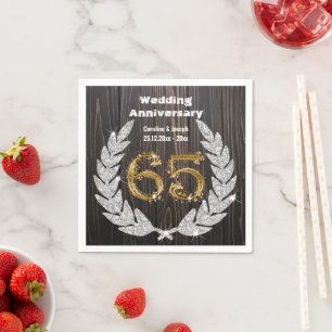 65th Gold & Diamond Laurel Wedding Jubileum Nap Servet