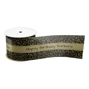 65th Happy Birthday 65 Number Pattern Black/Gold Satijnen Lint