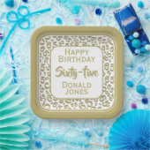 65th Party Random Number Pattern Gold/White Papieren Bordje (Feest)