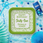 65th Party Random Number Pattern Green/White Papieren Bordje (Feest)