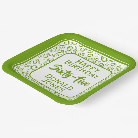 65th Party Random Number Pattern Green/White Papieren Bordje (Gebogen)