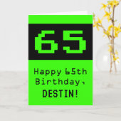 65th Verjaardag: Nerdy / Geeky Stijl "65" en Naam Kaart (Gele Bloem)